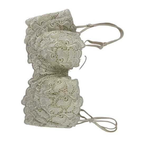 Victorias Secret Bra Vintage 90s Lace Balconette Size 34D Ivory White Underwired - Picture 3 of 11